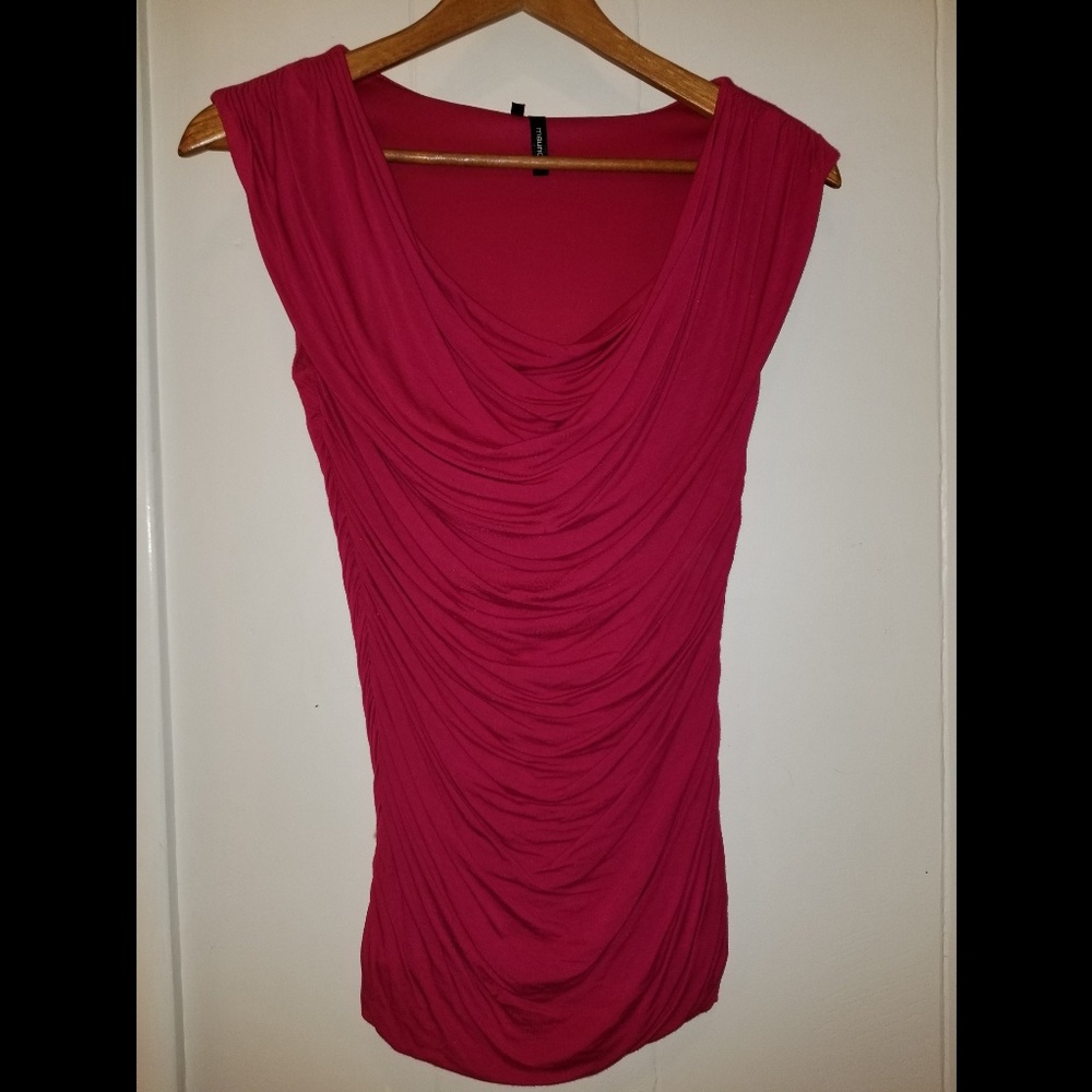 FINAL SALE! Ruched, Sleeveless Cowl Neck Shell EUC
